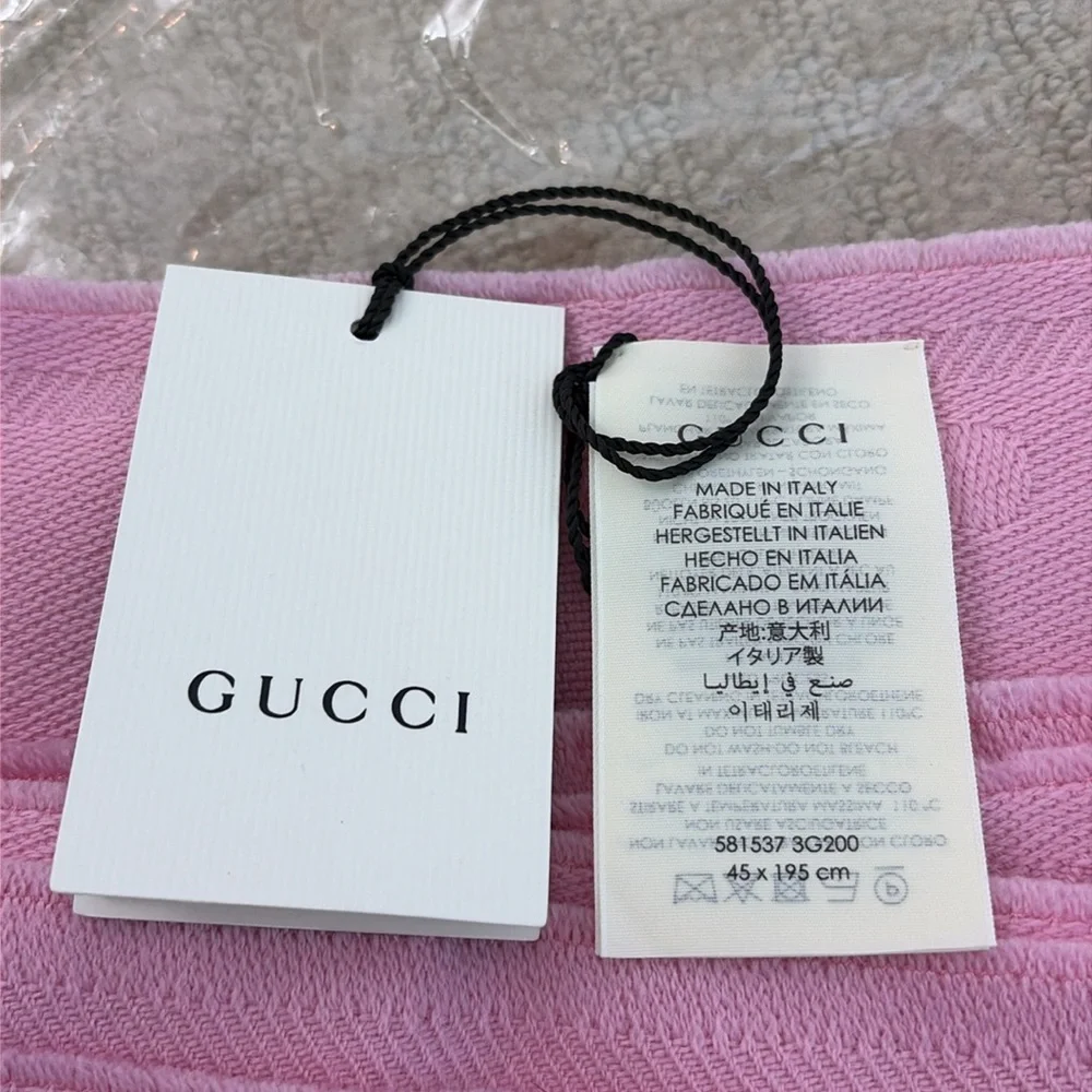 Gucci Pink Monogram Wool Silk Scarf